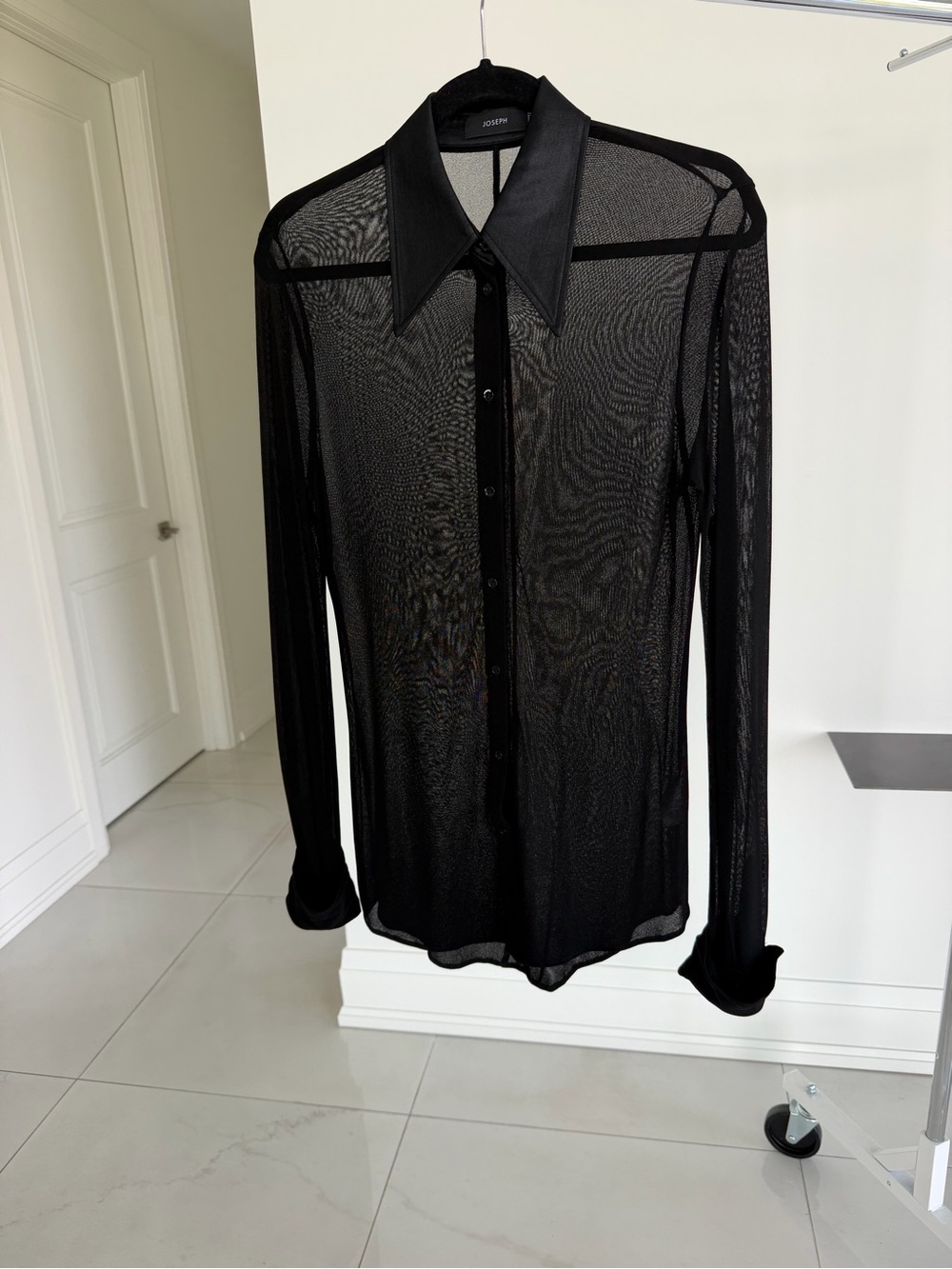 Joseph Black Sheer Long-Sleeve Button Shirt